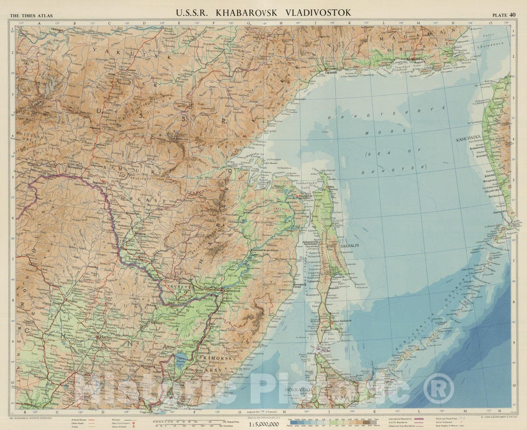 Historic Map : Russia , Khabarovsk, Eurasia 1959 U.S.S.R. Khabarovsk, Vladivostok. Plate 40, V. II , Vintage Wall Art