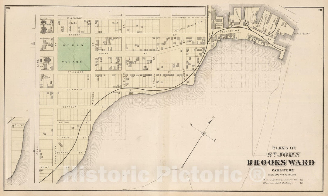 Historic Map : 1875 St. John: Brooks Ward, Carleton. (New Brunswick). - Vintage Wall Art