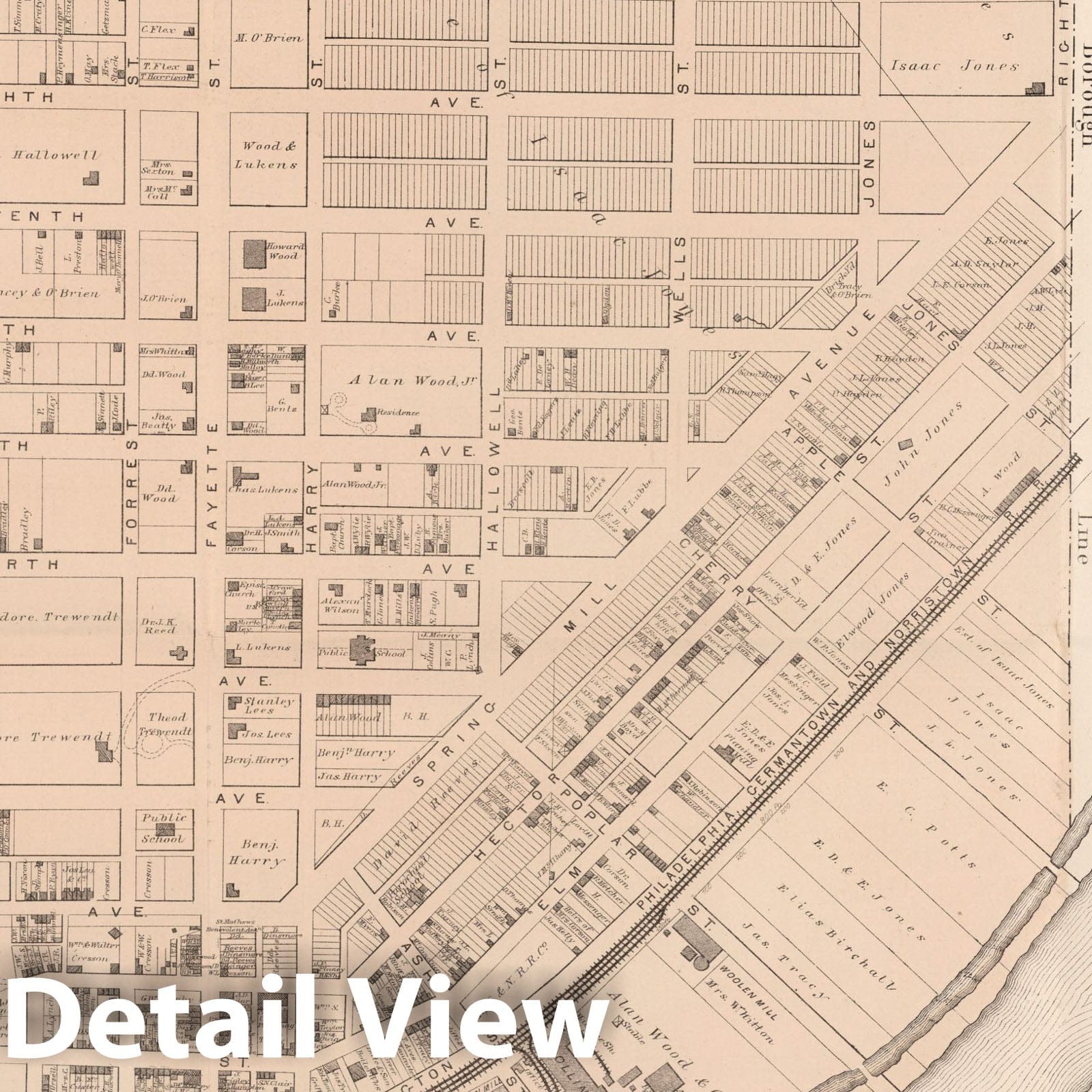 Historic Map - 1871 Conshohocken, Montgomery County, Pennsylvania. - Vintage Wall Art
