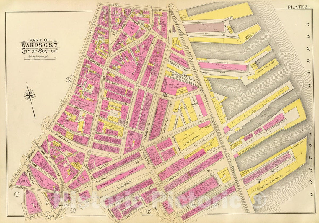 Historic Map : City Atlas - 1895 3. Wards 6-7. - Vintage Wall Art
