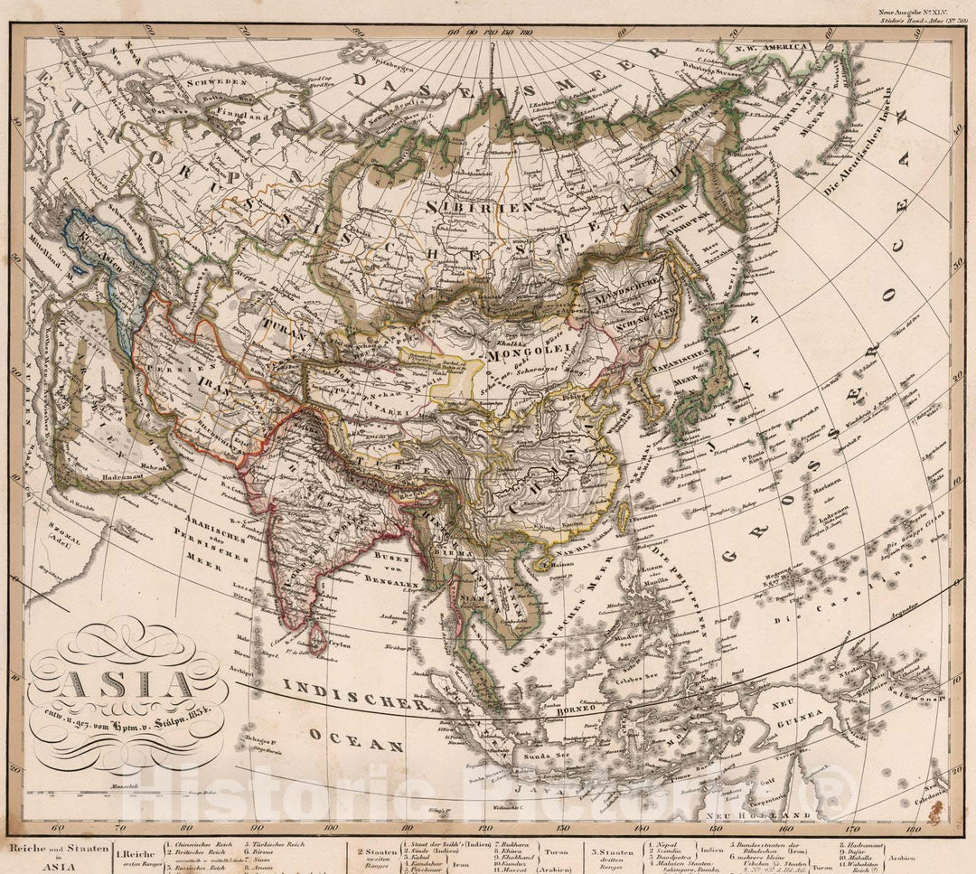 Historic Map : 1834 Asia. - Vintage Wall Art