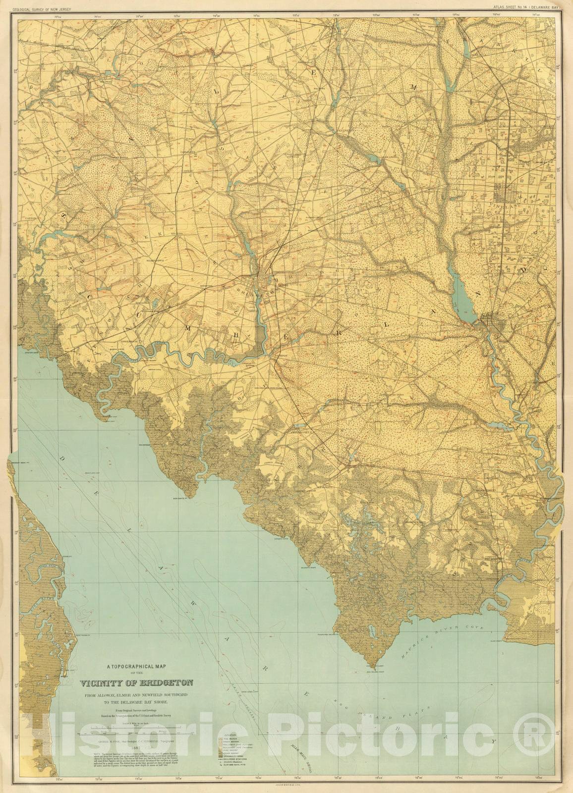 Historic Map : 1888 14 Delaware Bay. - Vintage Wall Art