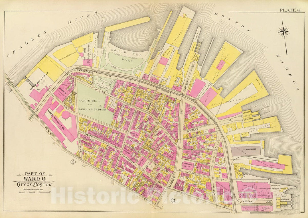 Historic Map : City Atlas - 1895 4. Ward 6. - Vintage Wall Art