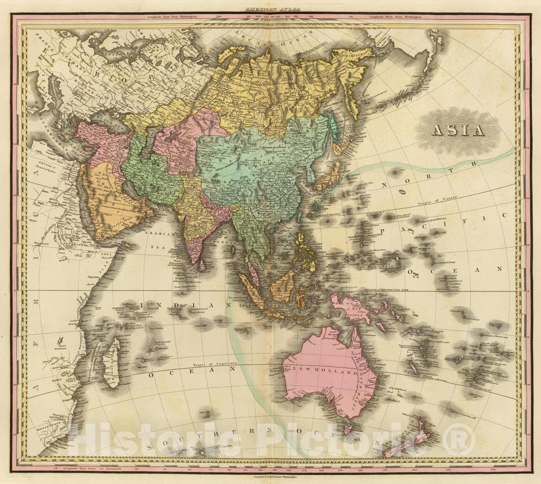Historic Wall Map : 1825 Asia. - Vintage Wall Art