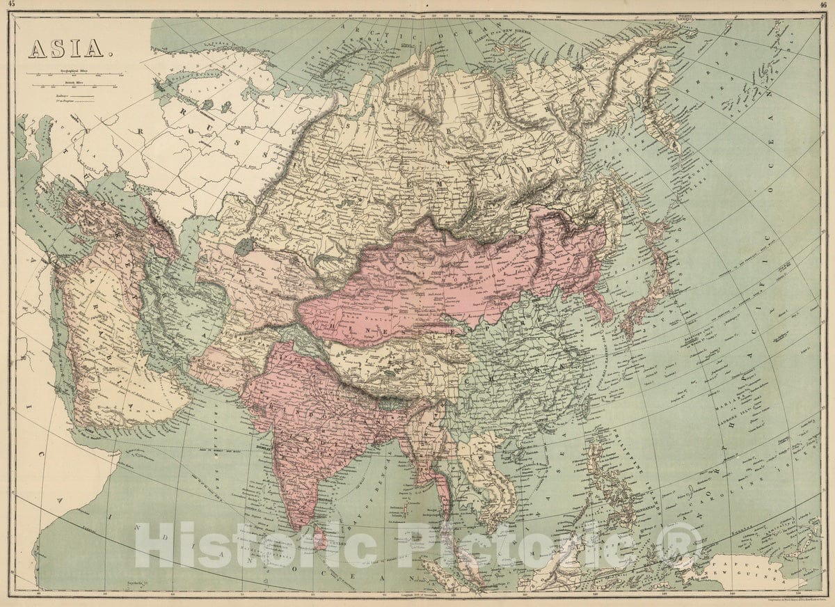 Historic Map : 1873 Asia. v1 - Vintage Wall Art
