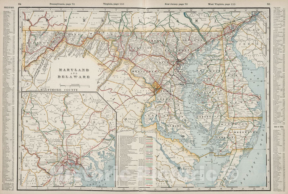 Historic Map : 1901 Maryland and Delaware. - Vintage Wall Art
