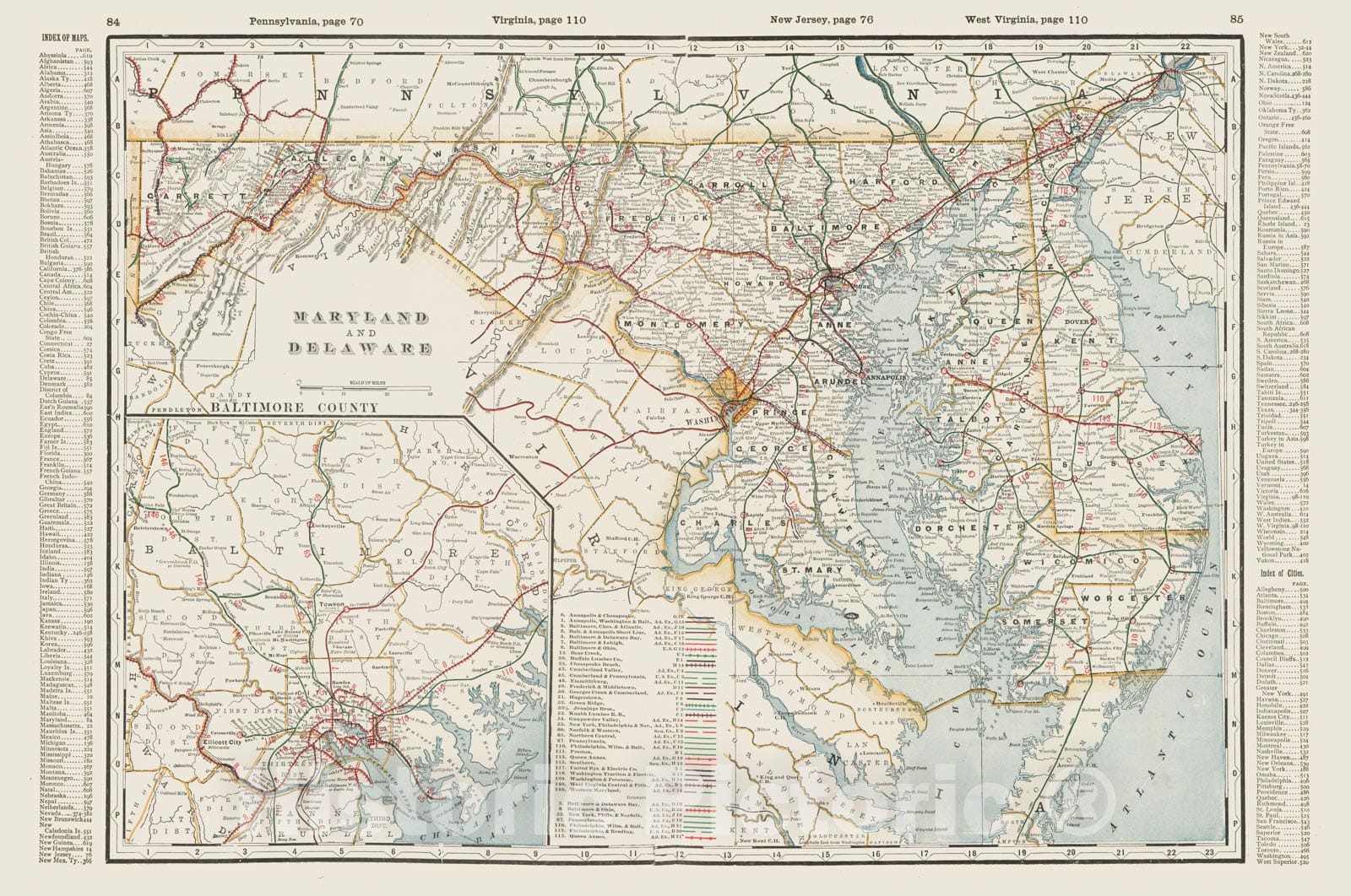 Historic Map : 1901 Maryland and Delaware. - Vintage Wall Art