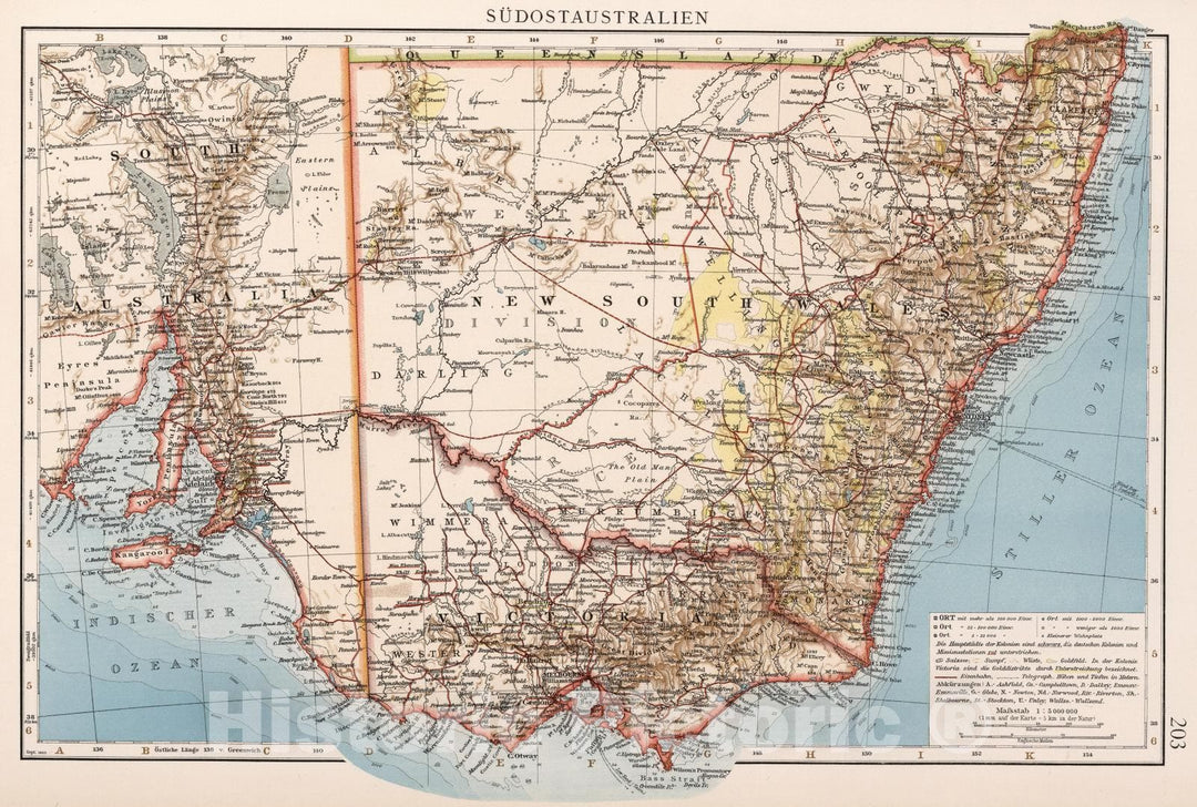 Historic Map : Australia 1905 Sudostaustralien , Vintage Wall Art