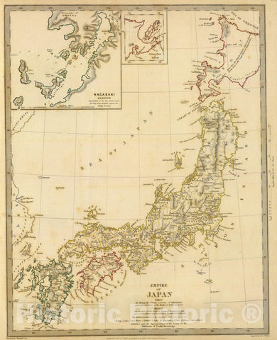 Historic Map : Japan, Nagasaki-ken (Japan), Nagasaki-shi Region (Japan) 1835 Japan, Nagasaki. , Vintage Wall Art