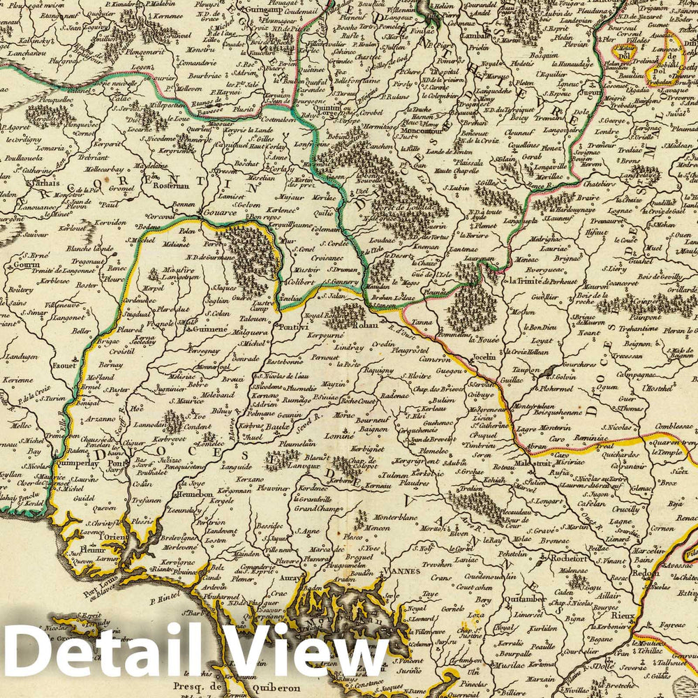Historic Map : France, 1751 Bretagne. , Vintage Wall Art