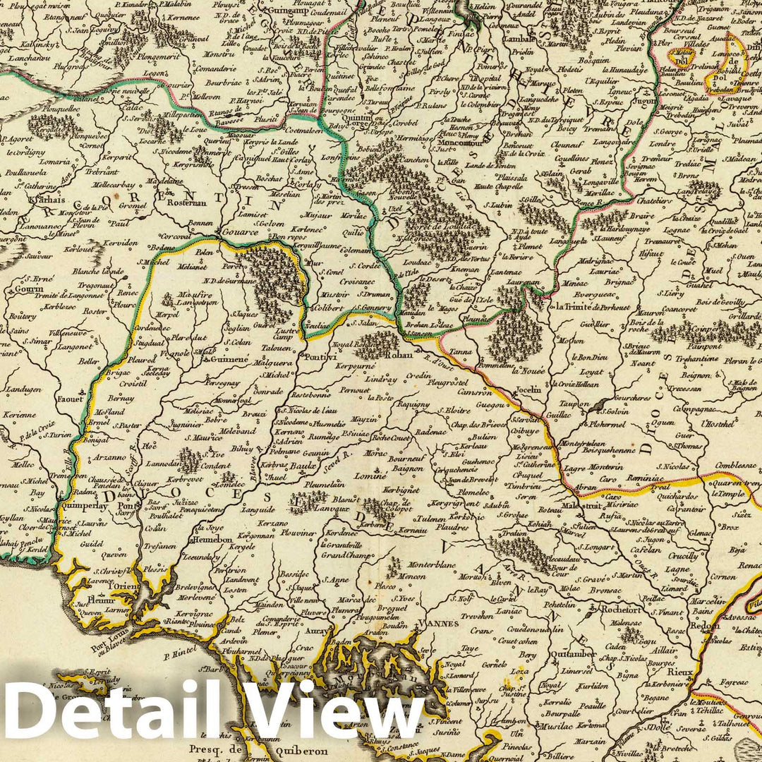 Historic Map : France, 1751 Bretagne. , Vintage Wall Art