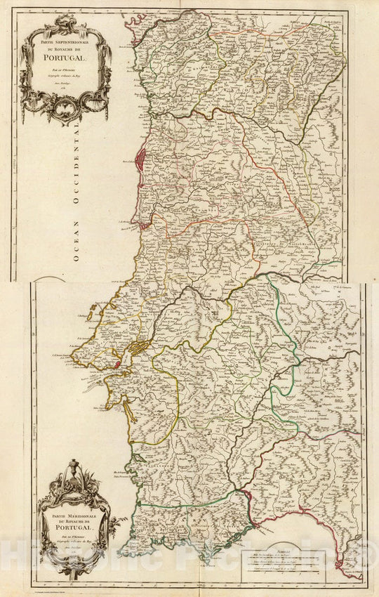 Historic Map : 1751 Composite: Portugal. - Vintage Wall Art