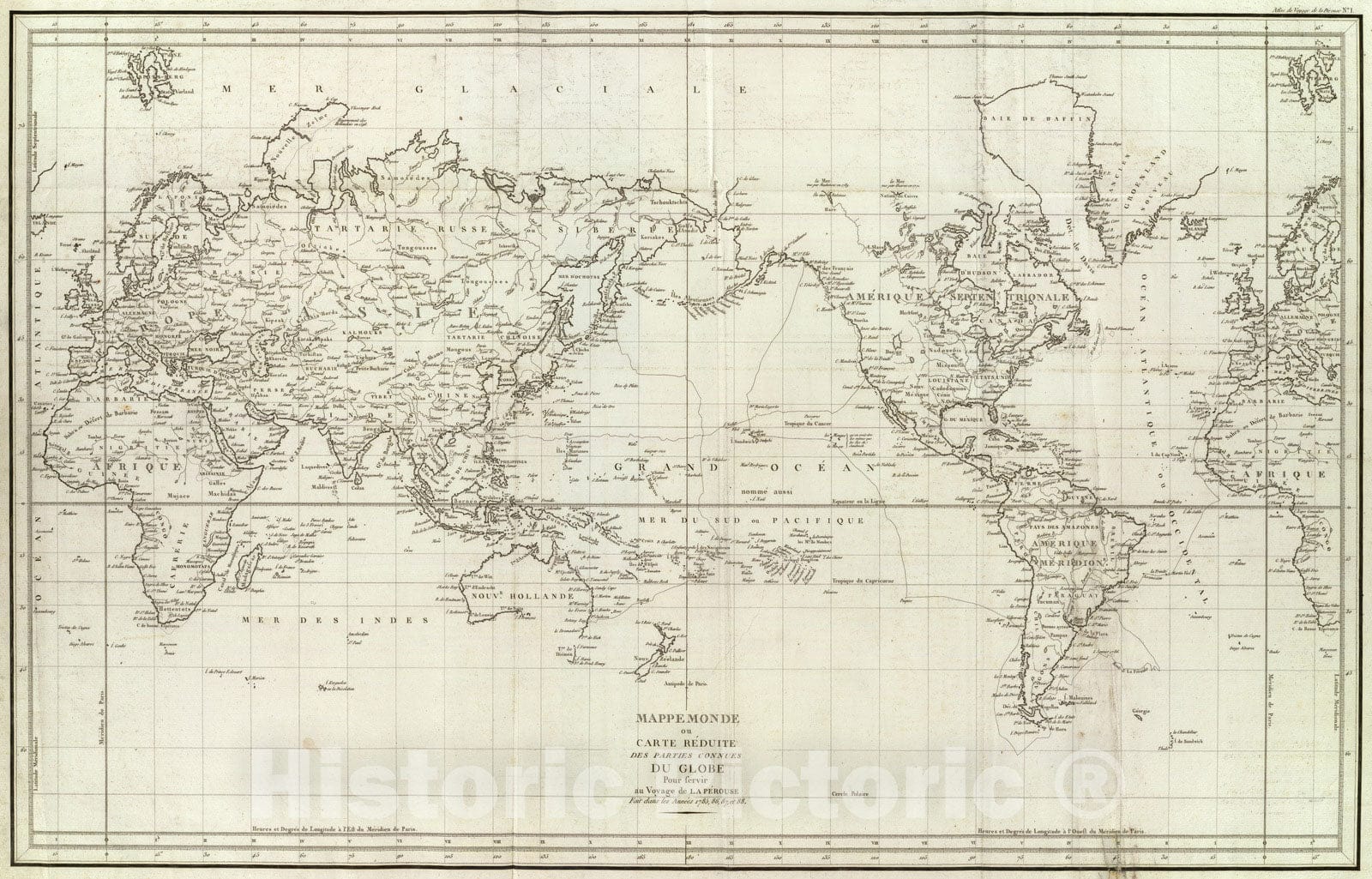 Historic Map : Chart Atlas - 1797 Mappemonde. - Vintage Wall Art ...