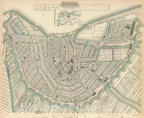Historic Map : Netherlands , Amsterdam (Netherlands), 1835 Amsterdam. , Vintage Wall Art