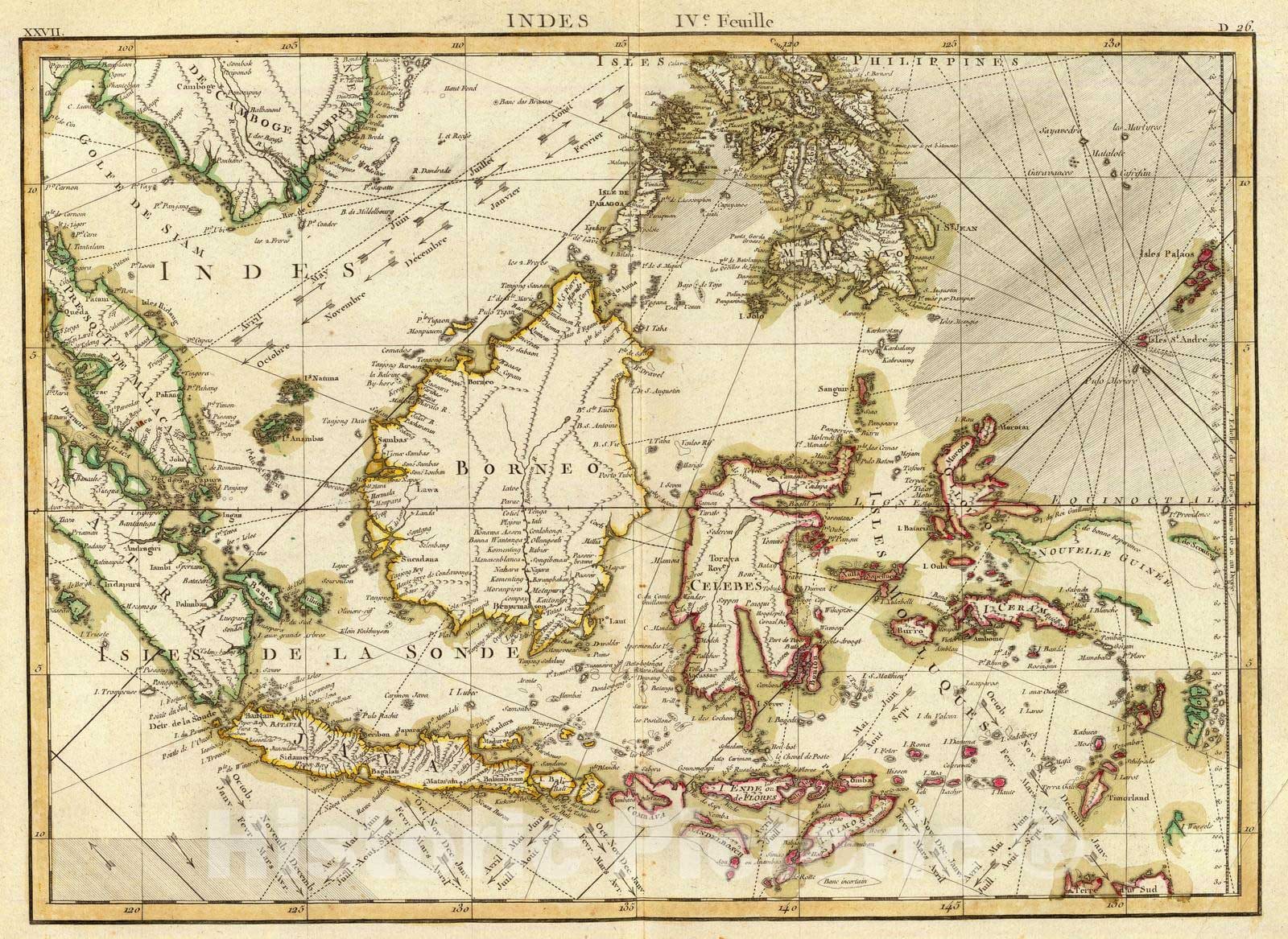 Historic Map : Indonesia; Philippines, Southeast Asia 1771 Indes IV. , Vintage Wall Art