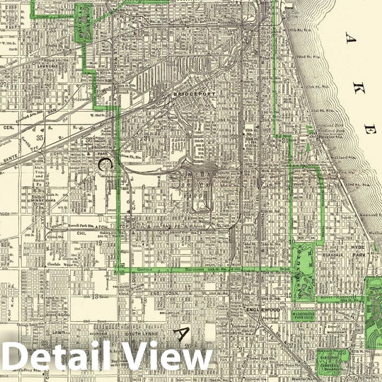Historic 1897 Map of Chicago  (IL) - Vintage Wall Art