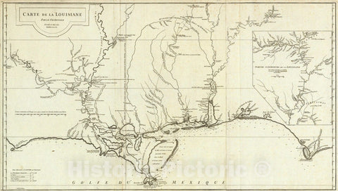 Historic Map : United States, Alabama, 1752 Carte de la Louisiane. , Vintage Wall Art