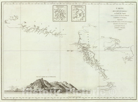 Historic Map : Japan; Russia, Hokkaido (Japan), Kuril Islands (Russia) 1797 Decouvertes nord du Japon. , Vintage Wall Art