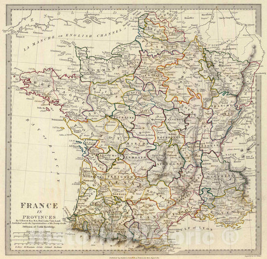 Historic Map : 1831 France in provinces. - Vintage Wall Art