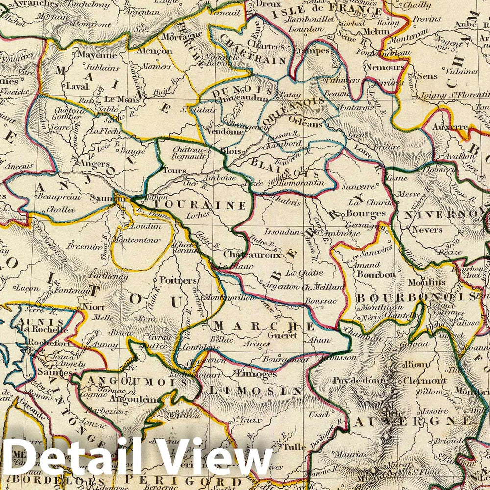 Historic Map : 1831 France in provinces. - Vintage Wall Art