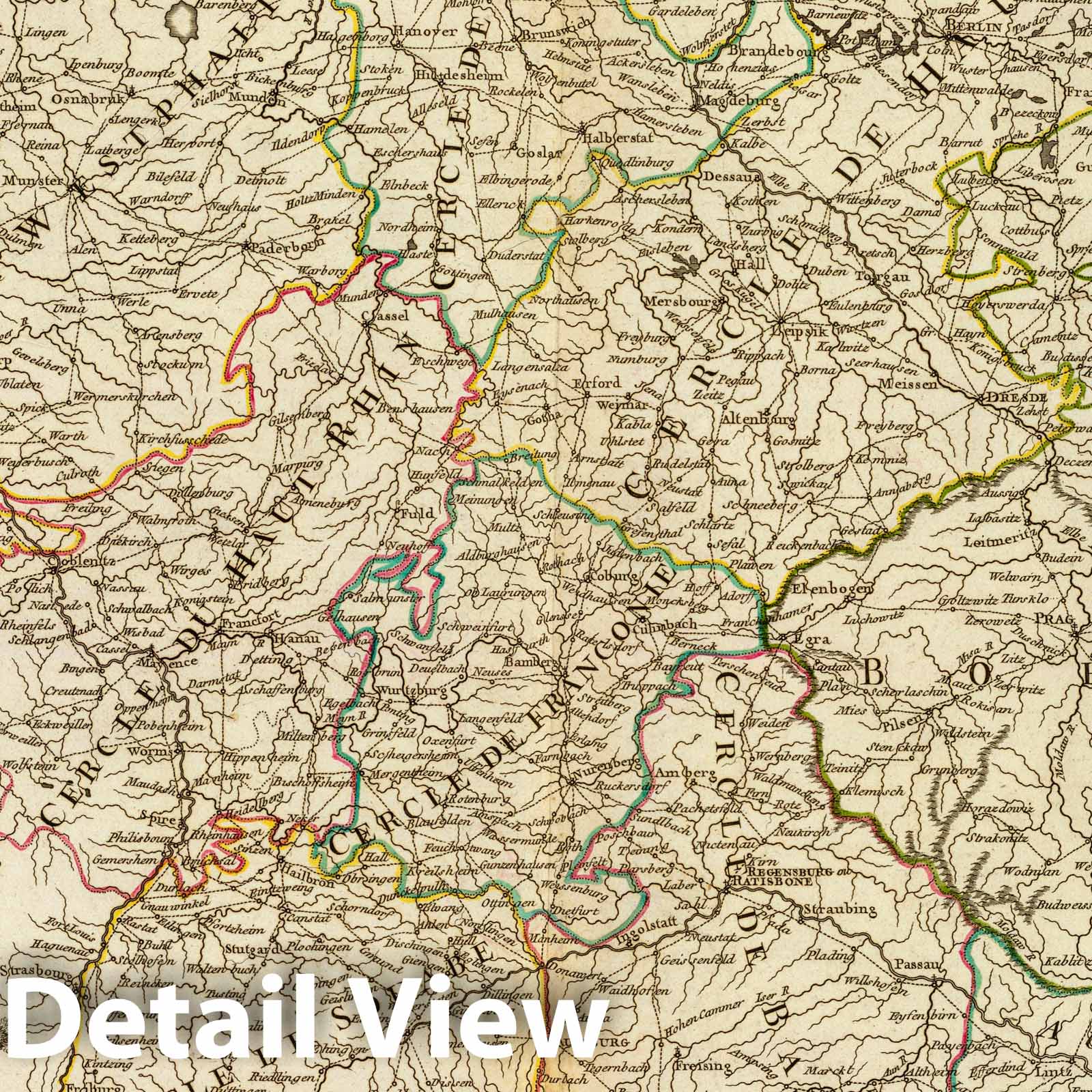 Historic Map : Germany; Poland, Benelux countries, Europe 1757 Allemagne postes. , Vintage Wall Art