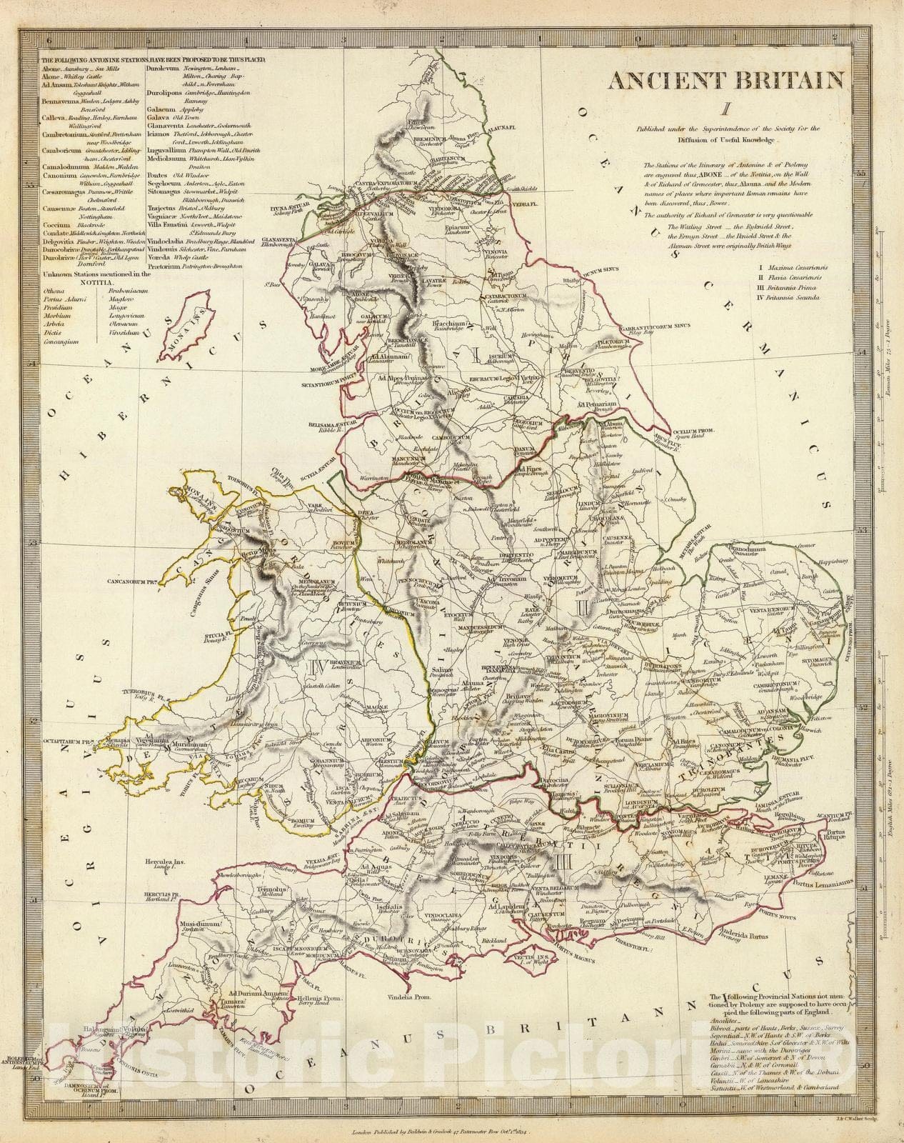 Historic Map : 1834 Ancient Britain I : Vintage Wall Art