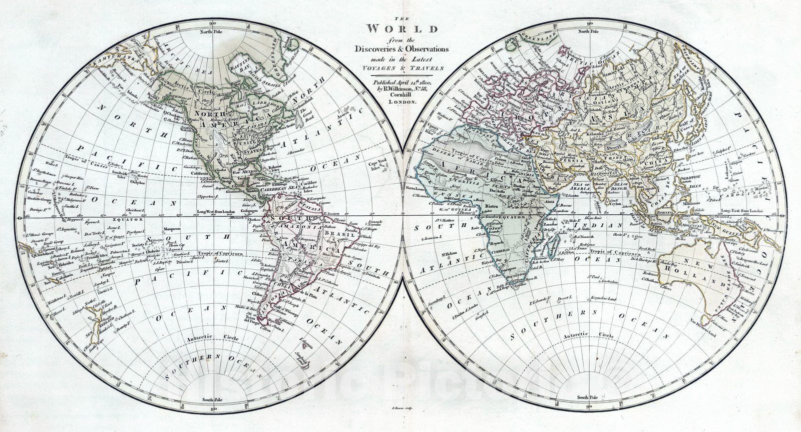 Historic Map : 1800 World. v1 - Vintage Wall Art