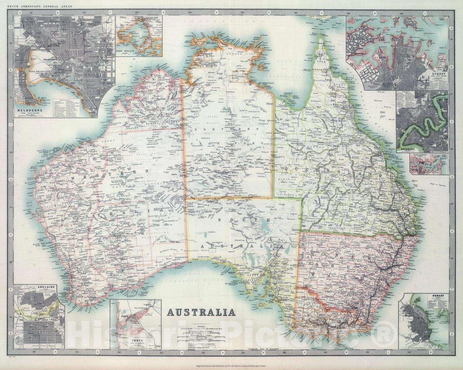 Historic Map : 1911 Australia. - Vintage Wall Art – Historic Pictoric
