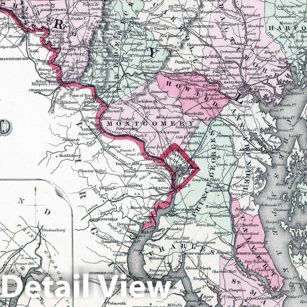Historic Map : 1864 Delaware and Maryland - Vintage Wall Art