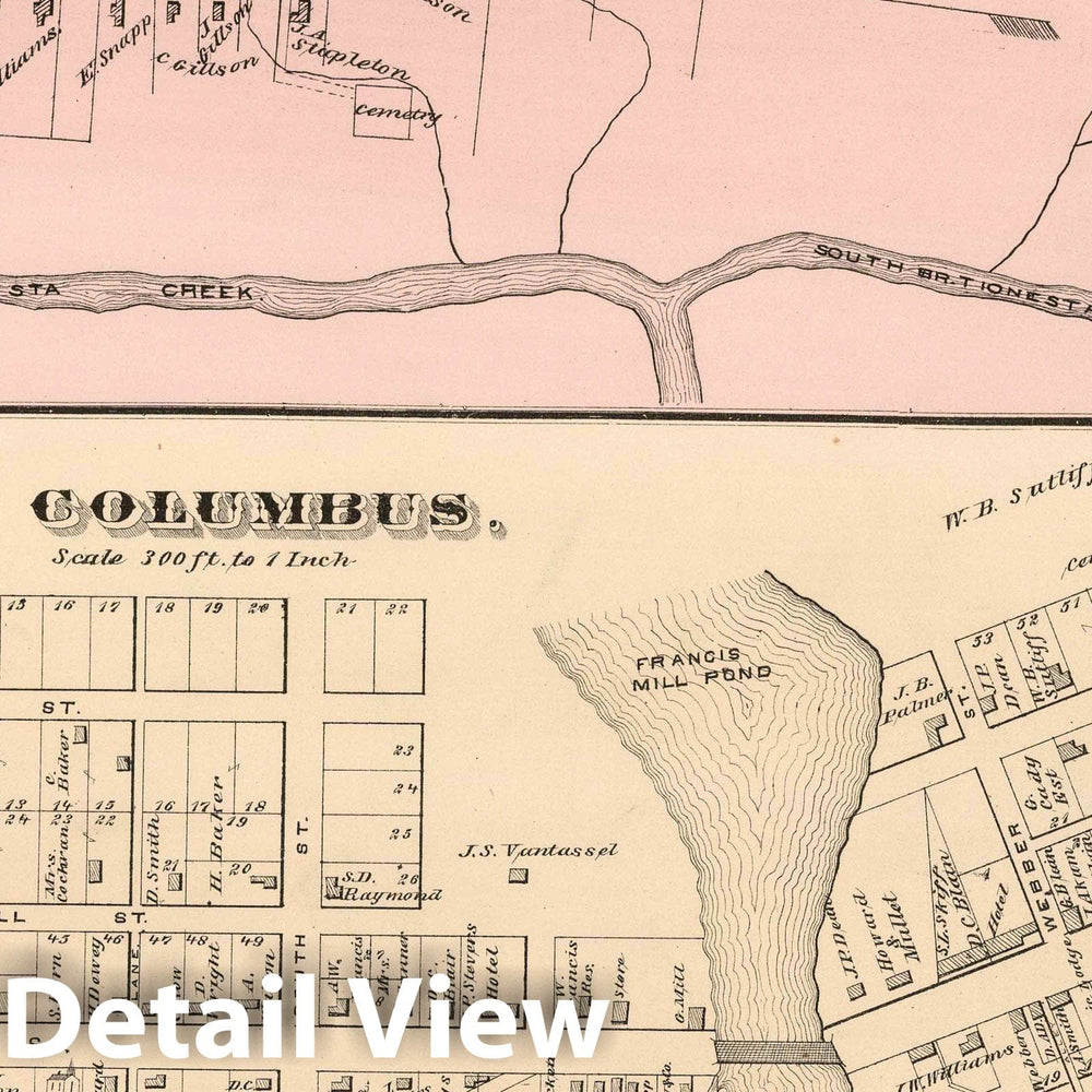 Historic Map : 1878 Lower Sheffield, Warren County, Pennsylvania. Columbus. - Vintage Wall Art
