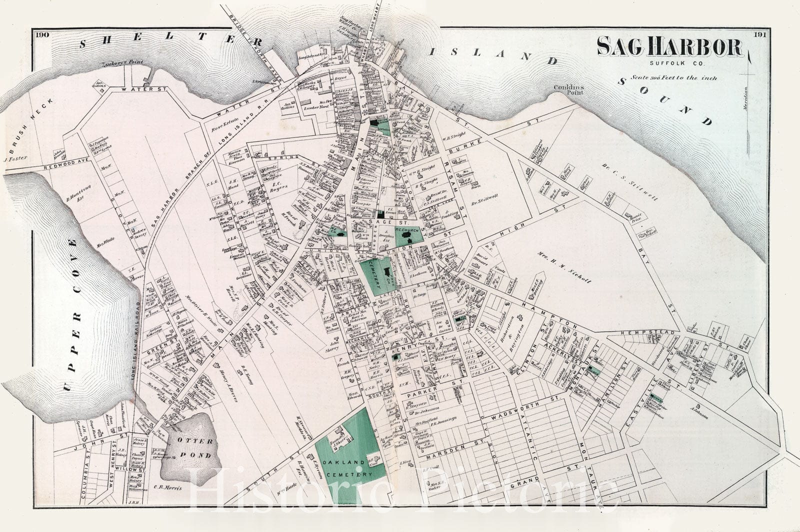 Historic Map : Sag Harbor (N.Y.), Long Island (N.Y.) 1873 Sag Harbor. Long Island. , Vintage Wall Art