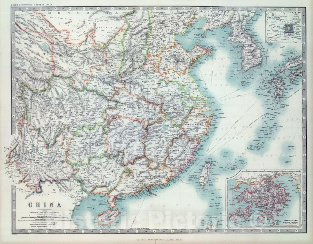 Historic Wall Map : 1910 China. - Vintage Wall Art