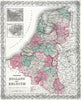 Historic Map : 1869 Holland and Belgium. - Vintage Wall Art