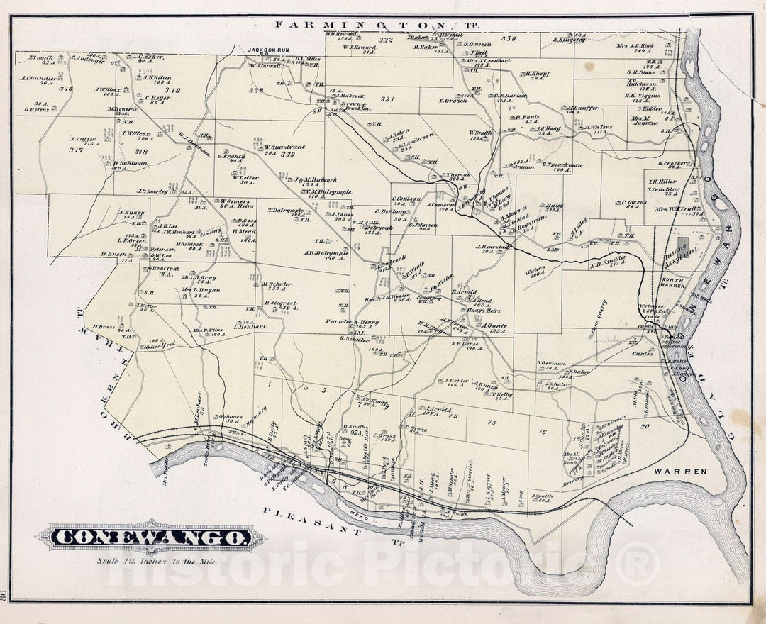 Historic Map : 1878 Conewango, Warren County, Pennsylvania. - Vintage Wall Art