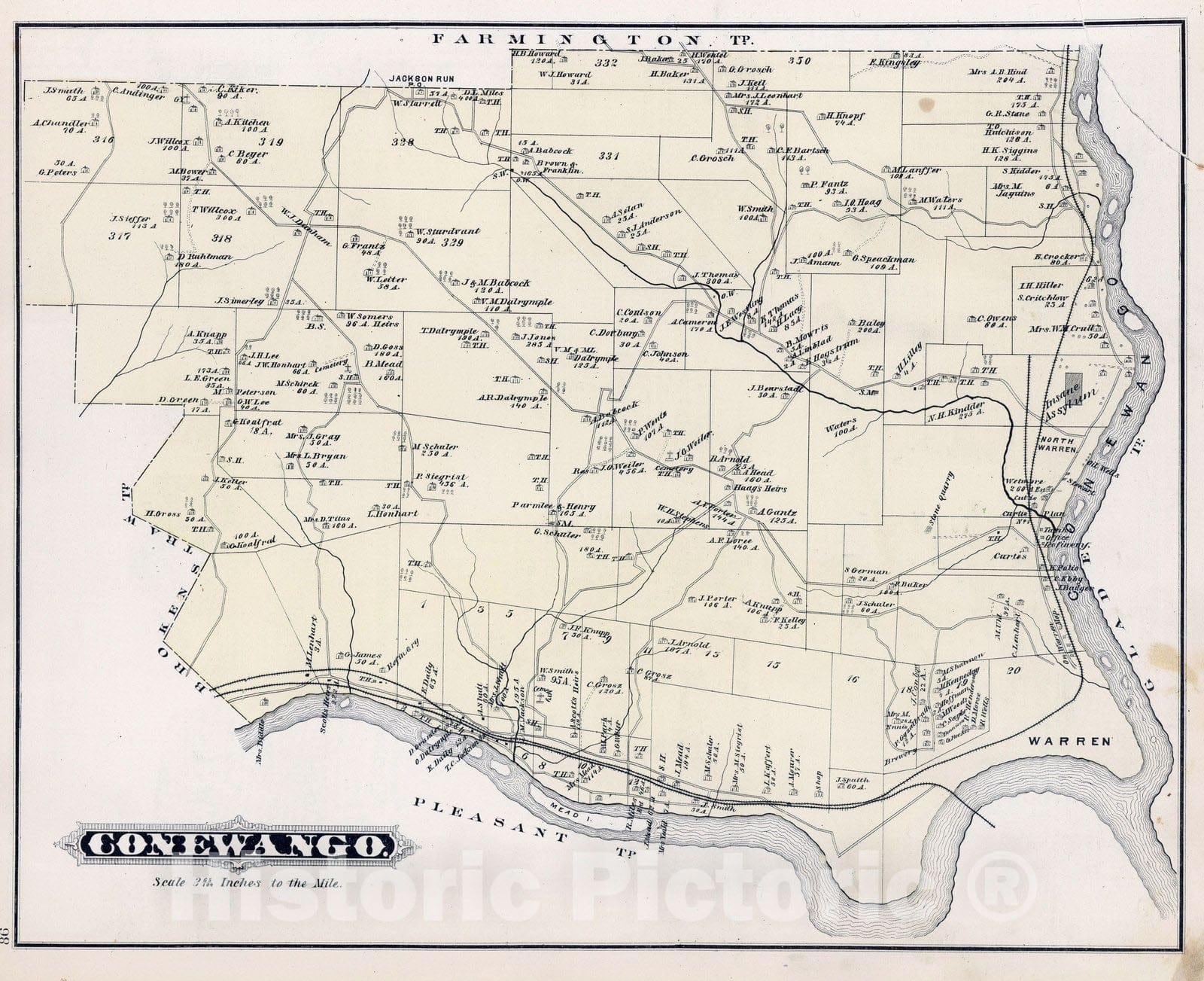 Historic Map : 1878 Conewango, Warren County, Pennsylvania. - Vintage Wall Art