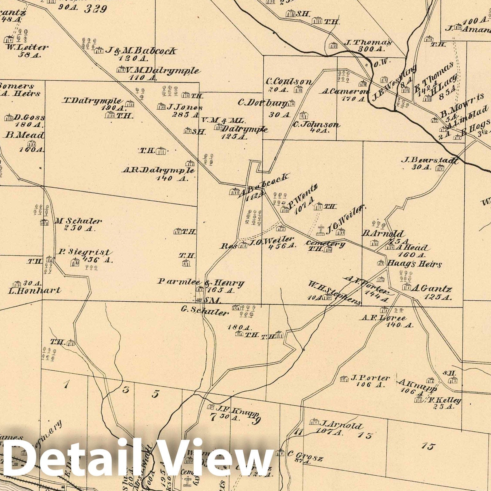 Historic Map 1878 Conewango, Warren County, Pennsylvania. Vintage