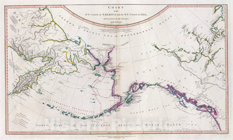 Historic Map : Russia; United States, Alaska, , Asia; North America 1808 NW America, NE Asia. , Vintage Wall Art