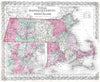 Historic Map : 1865 Massachusetts and Rhode Island, Vicinity of Boston. - Vintage Wall Art