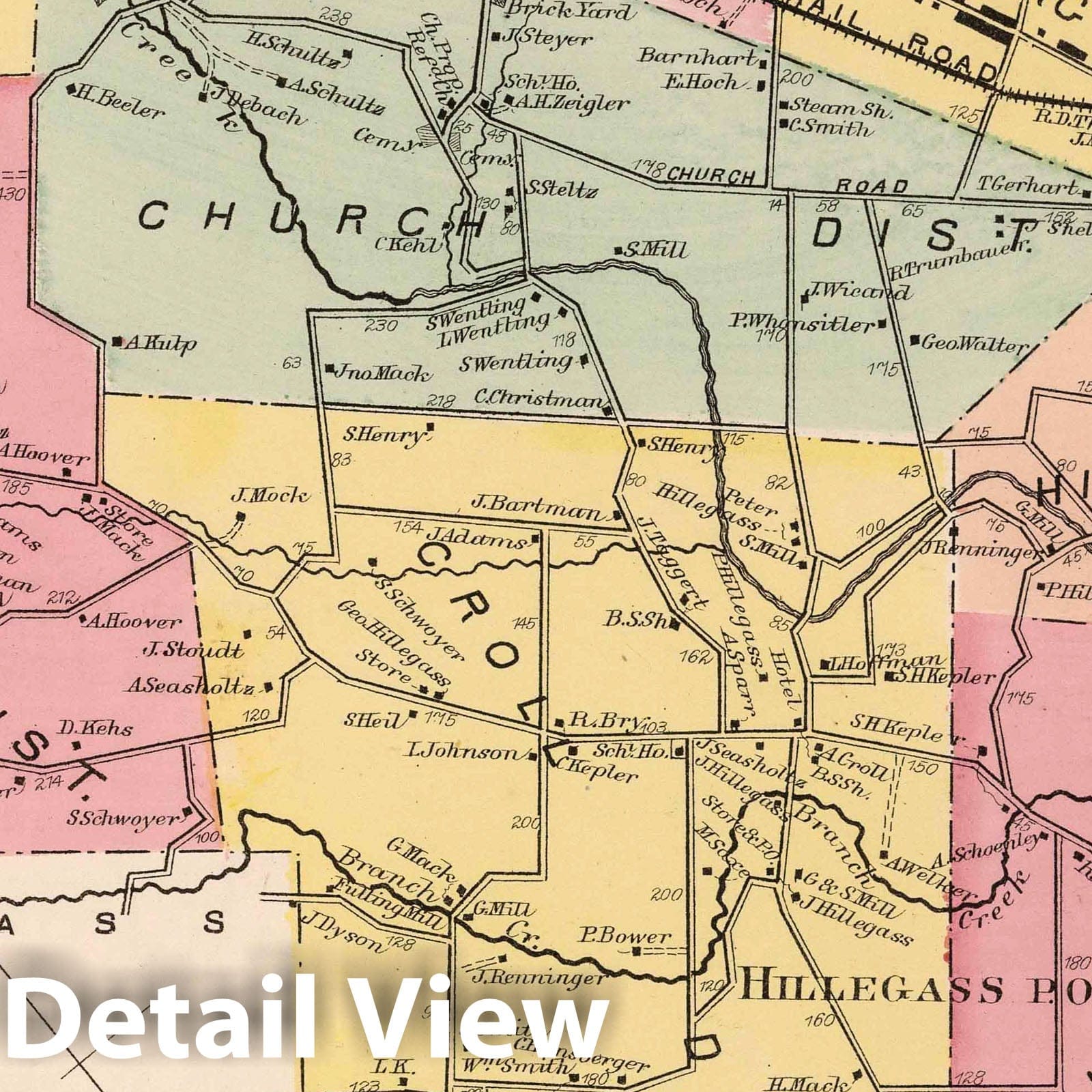 Historic Map : 1871 Upper Hanover, Montgomery County, Pennsylvania. - Vintage Wall Art