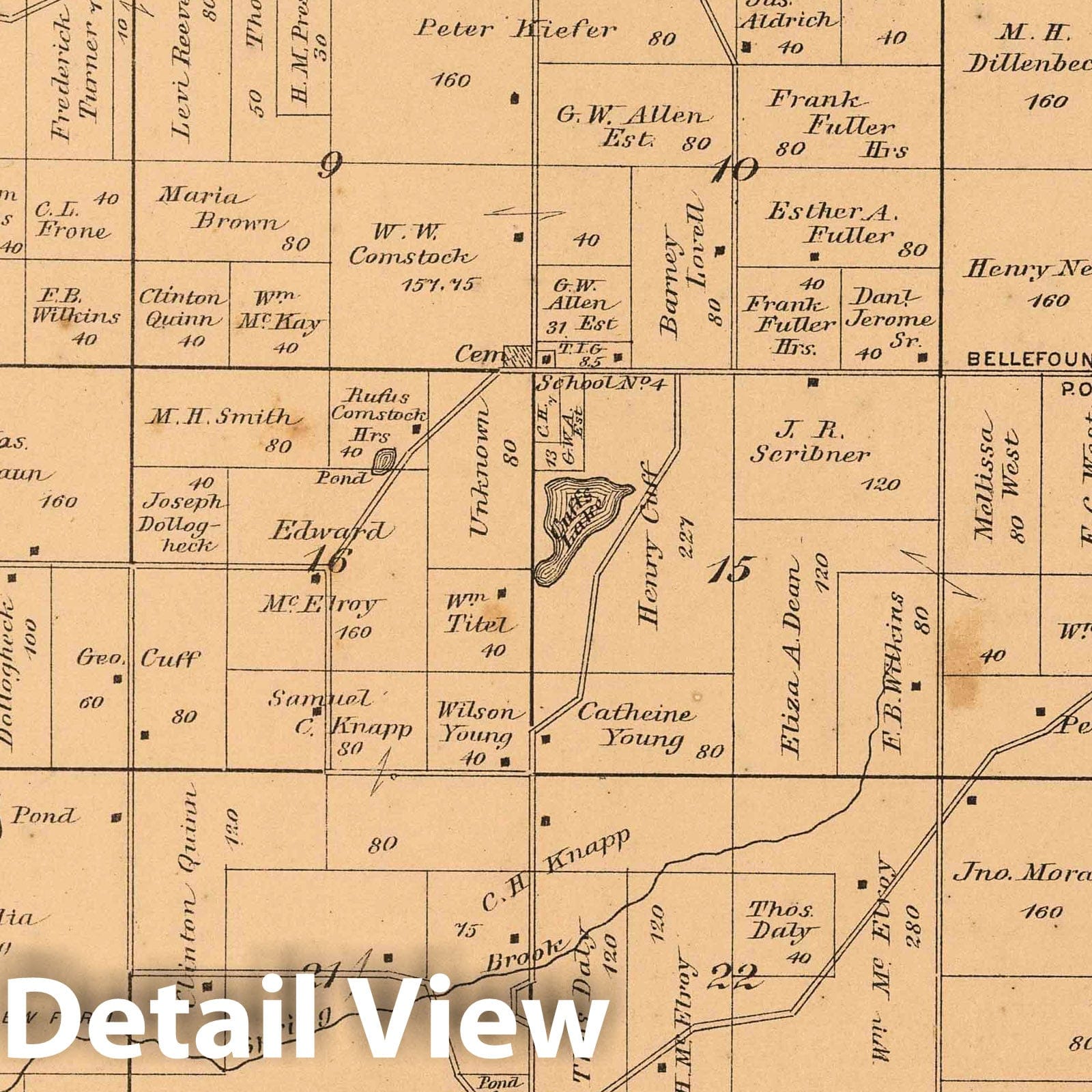Historic Map : 1890 Marcellon Township, Colubia County, Wisconsin. - Vintage Wall Art