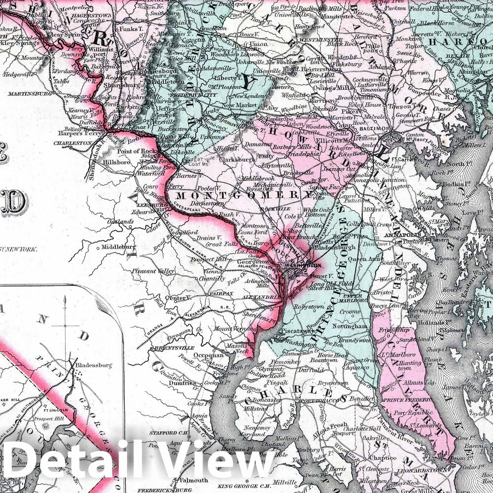Historic Map : 1869 Delaware and Maryland. - Vintage Wall Art