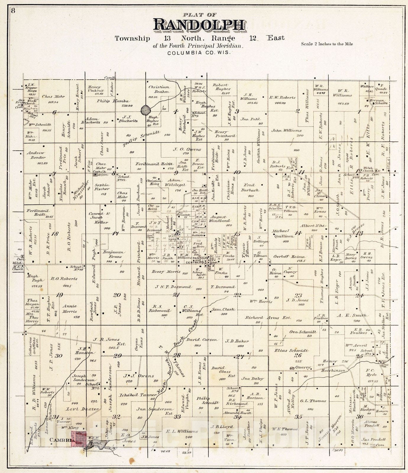 Historic Map : 1890 Randolph Township, Columbia County, Wisconsin. - V ...
