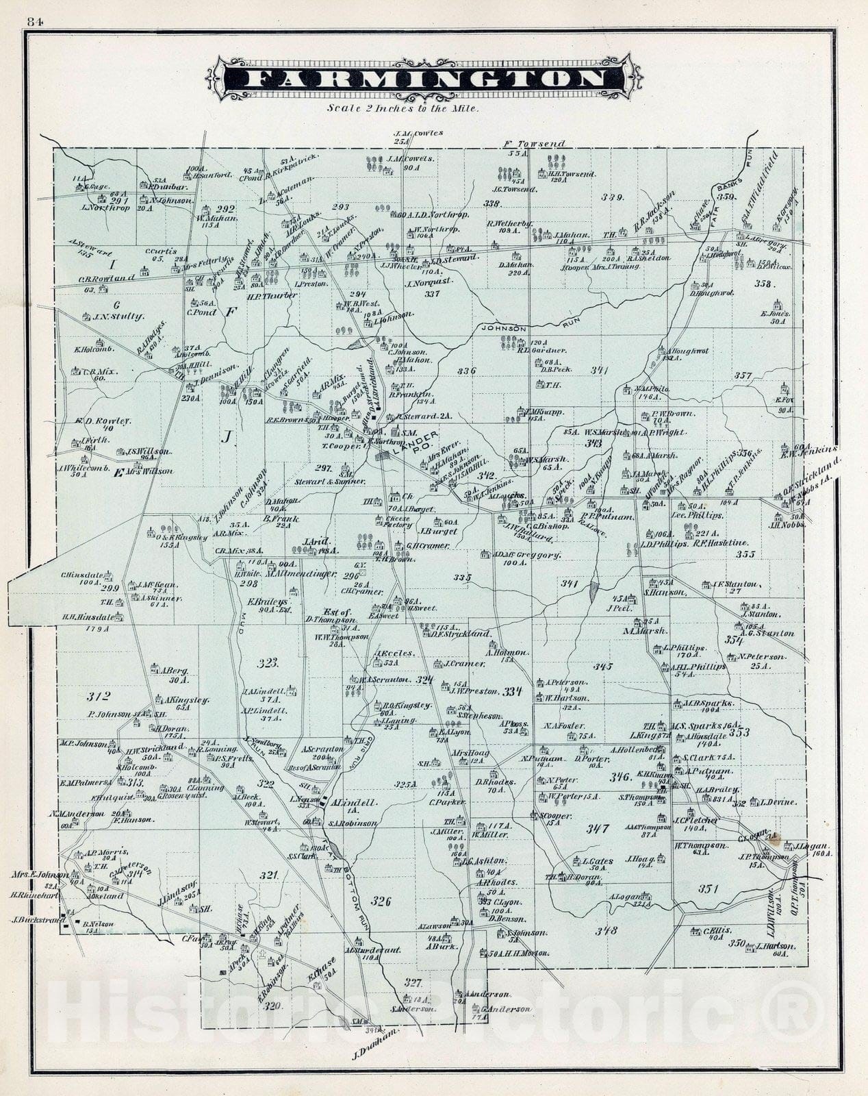 Historic Map : 1878 Farmington, Warren County, Pennsylvania. - Vintage Wall Art
