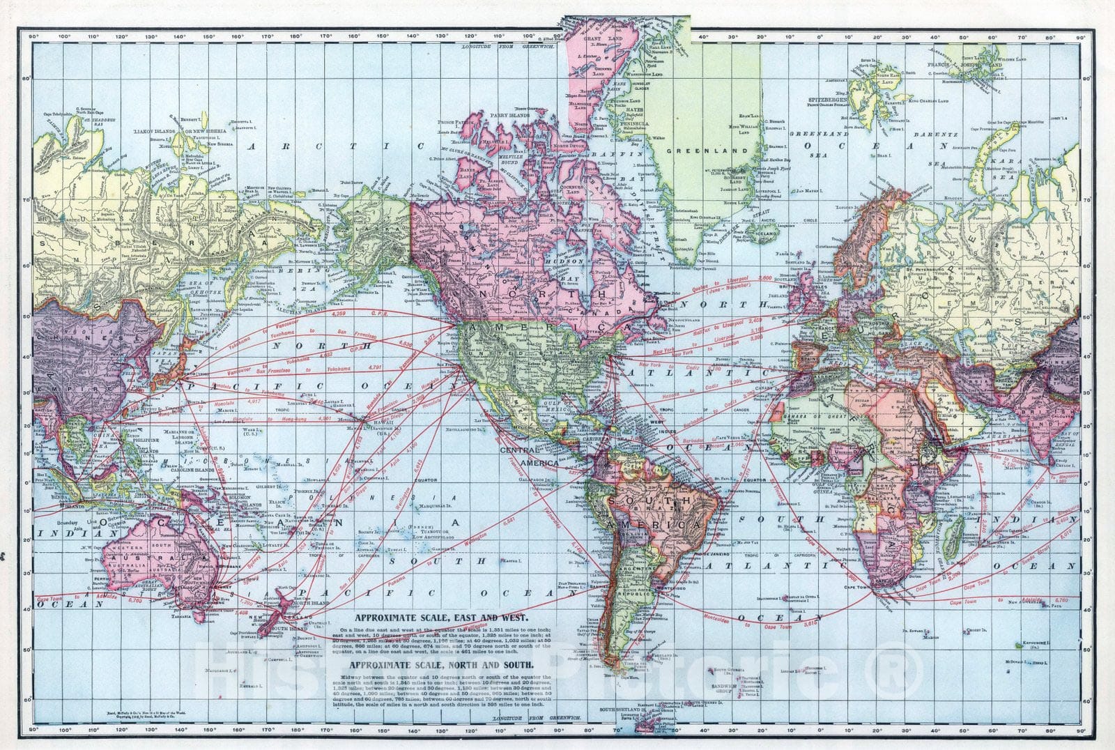 Historic Map : National Atlas - 1903 (World) - Vintage Wall Art