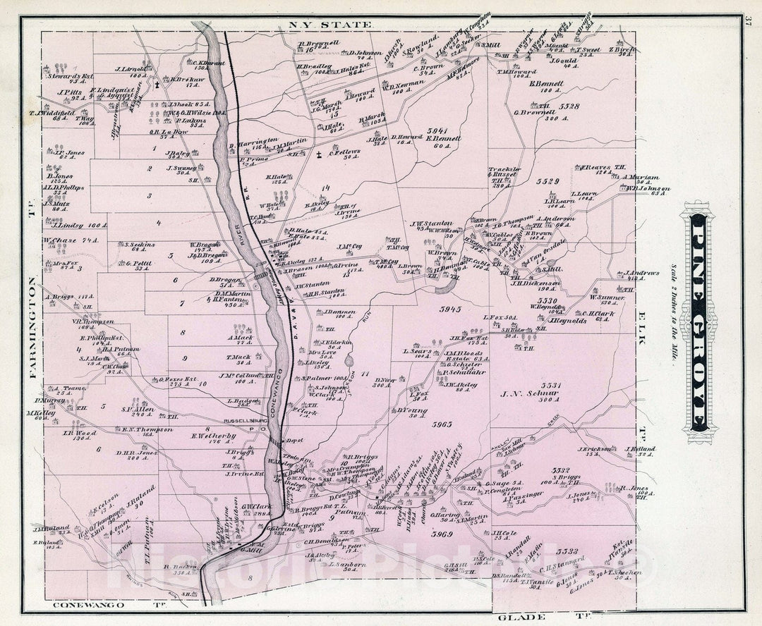 Historic Map : 1878 View: Residences and Businesses, Warren County, Pennsylvania. v2 - Vintage Wall Art