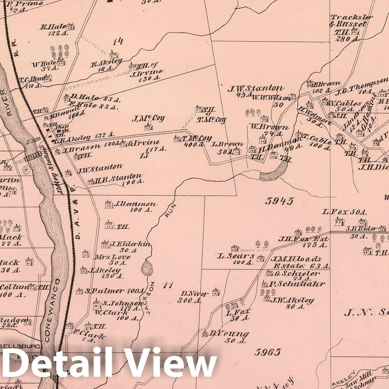 Historic Map : 1878 View: Residences and Businesses, Warren County, Pennsylvania. v2 - Vintage Wall Art