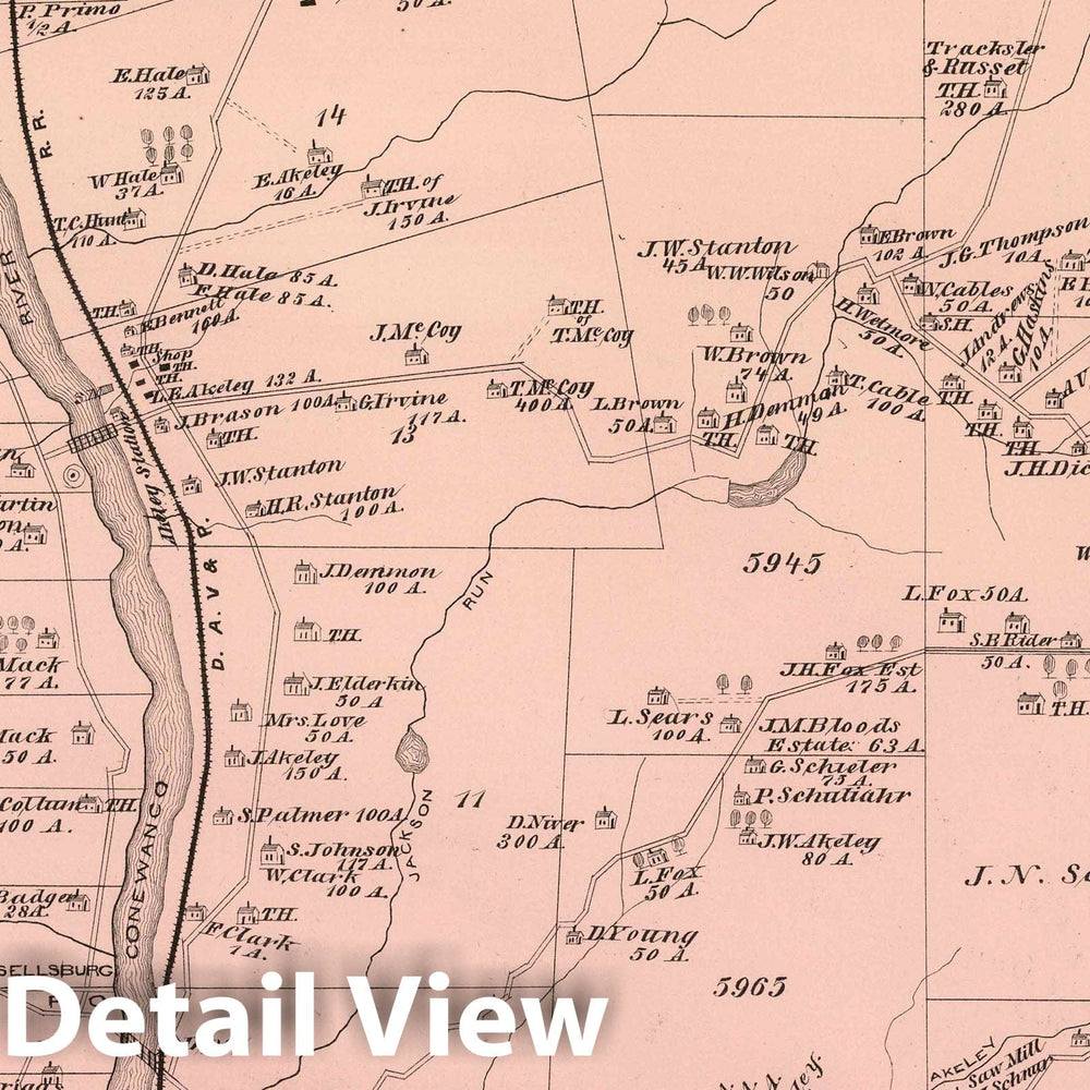 Historic Map : 1878 View: Residences and Businesses, Warren County, Pennsylvania. v2 - Vintage Wall Art