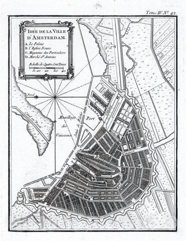 Historic Map : Netherlands , Amsterdam (Netherlands), Europe 1764 Ide?e de la ville d'Amsterdam , Vintage Wall Art