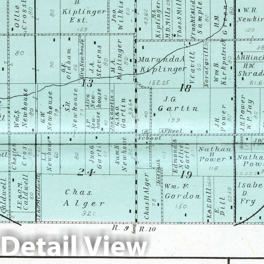 Historic Map : 1908 Jackson Township, Rush County, Indiana. Earl City. Richland. Manilla. - Vintage Wall Art