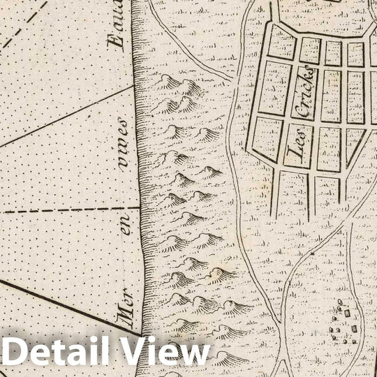 Historic Map : France , Dunkirk France, 1764 Dunkerque et Canal de Mardick. , Vintage Wall Art